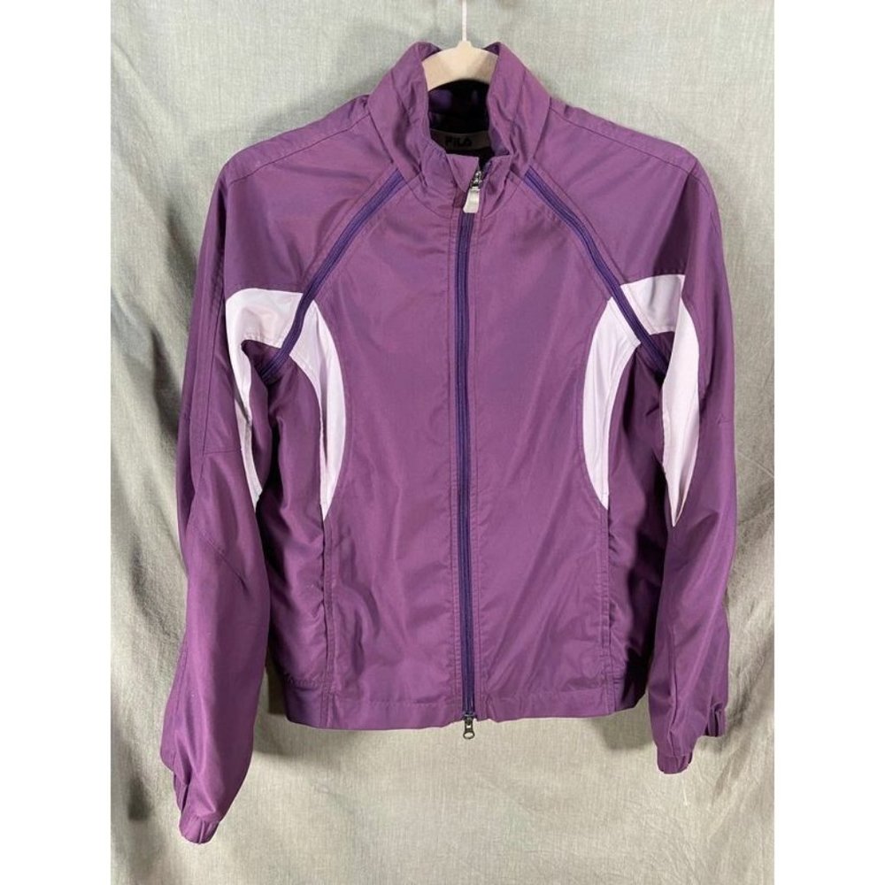 FILA Sweater Womens Small‎ Purple Open Front Full Zip Long Sleeve Ladies